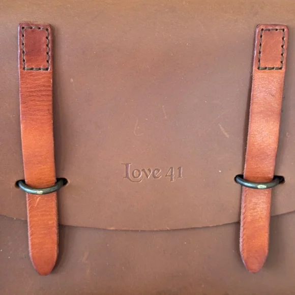 Love 41 Leather Brown Satchel Crossbody Bag Handmade Rustic Purse Rustic - Picture 3 of 15